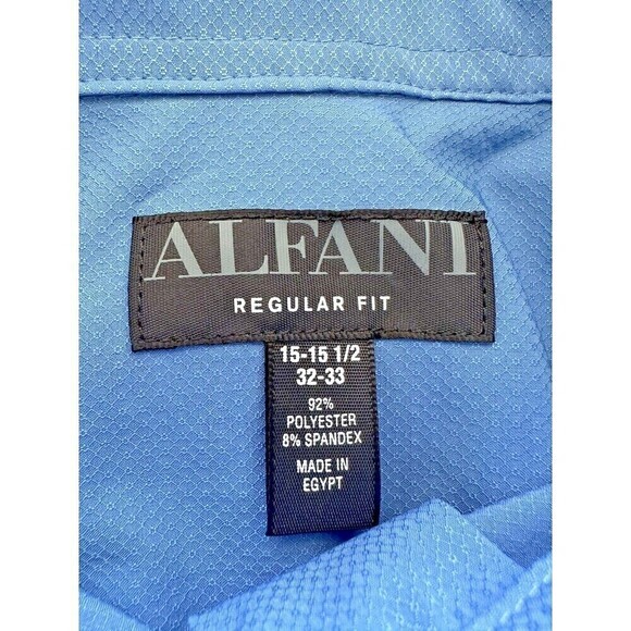 Alfani Men Regular-Fit Button Down Shirt Travel Knit Quiet Harbor Blue 15-15.5 - Picture 4 of 4